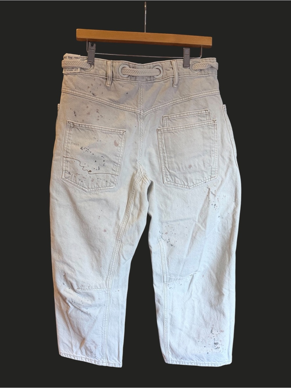 NWT FREE PEOPLE WE THE FREE Moxie Low Slung Barrel Jeans Jetty Splatter‎ 29 - Picture 6 of 16